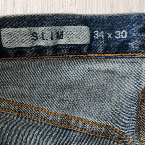 Gap 1969 Slim Men's size 34x30 Distressed Denim Slim Jeans (E3) - Picture 10 of 16